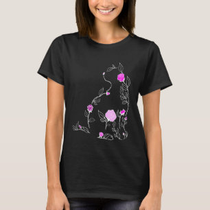 Roze Bloem Kat Roze Grafisch T-shirt