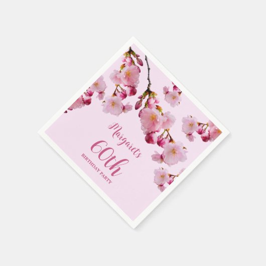 Roze Bloem Kersenbloesem Sakura Bloemen Verjaardag Servet (Hoek)