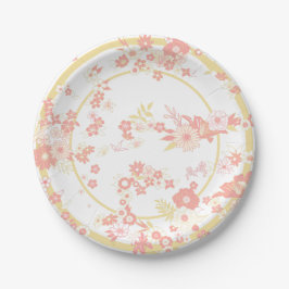 Roze Bloem Kimono Patroon Papieren Bordje