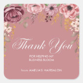 Roze Bloem Kleine Zakelijke Dank U Stickers (Voorkant)