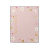 Roze bloem Kleurrijke retro patroon gepersonalisee Notitieblok (Linkerzijde)