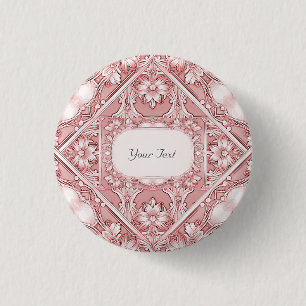 Roze Bloem Knop Ronde Button 3,2 Cm