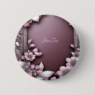 Roze Bloem Knop Ronde Button 5,7 Cm