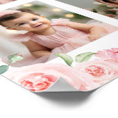 Roze bloem Koala Eerste Jaar Foto Mijlpaal Bord Poster (Hoek)