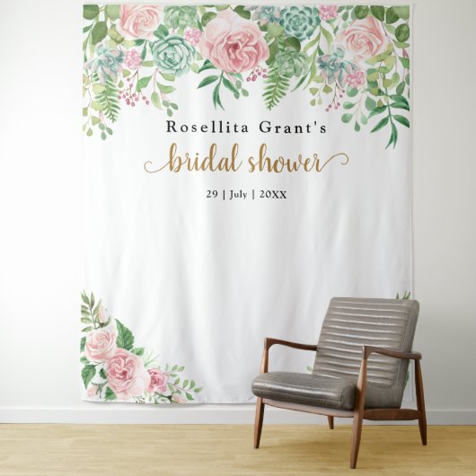 Roze Bloem Koel Bruiloftstapijt Wandkleed (In situ)