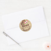 Roze Bloem Koetsier Meisje Afscheidscadeau Ronde Sticker (Envelop)