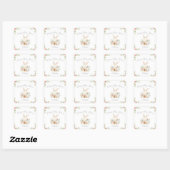 Roze Bloem Konijn Baby Shower Vierkante Sticker (Vel)