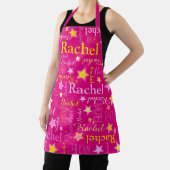 Roze bloem korte naam Rachel stars Apron Schort (Insitu)