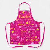Roze bloem korte naam Rachel stars Apron Schort (Voorkant)