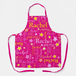 Roze bloem korte naam Rachel stars Apron Schort