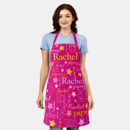 Roze bloem korte naam Rachel stars Apron Schort