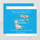  Roze Bloem Krans Vlak Dank u Kaart (Voorkant / Achterkant)