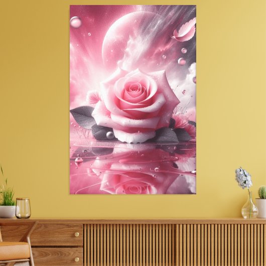 Roze bloem kunst aan de wand op canvas (Insitu (Woonkamer))