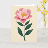Roze bloem kunstkaart kaart (Gele Bloem)