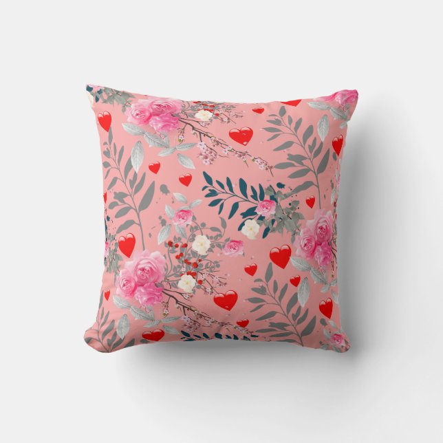 Roze bloem kussen (Voorkant)