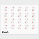 Roze bloem-labels ronde sticker (Vel)