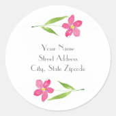 Roze bloem-labels ronde sticker (Voorkant)