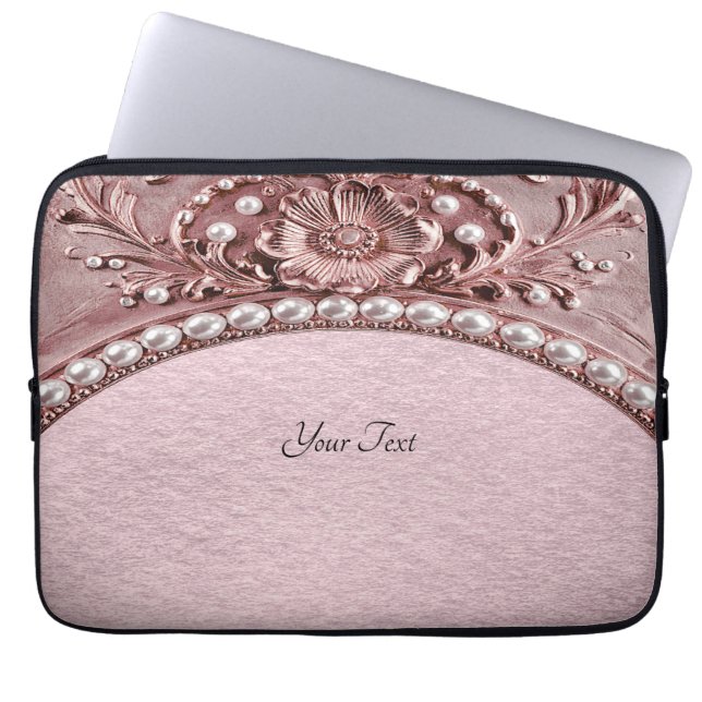 Roze Bloem Laptophoes Laptop Sleeve (Voorkant)