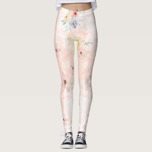 Roze Bloem Leggings  (Voorkant)