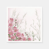Roze bloem lente baby shower servet (Voorkant)