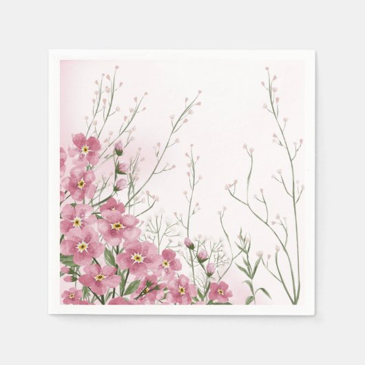 Roze bloem lente baby shower servet (Voorkant)