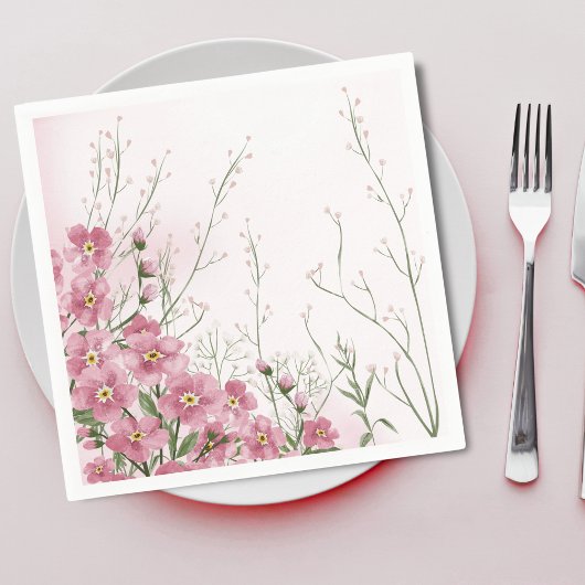 Roze bloem lente babyshower servet