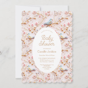 Roze bloem lente meisje baby shower uitnodiging
