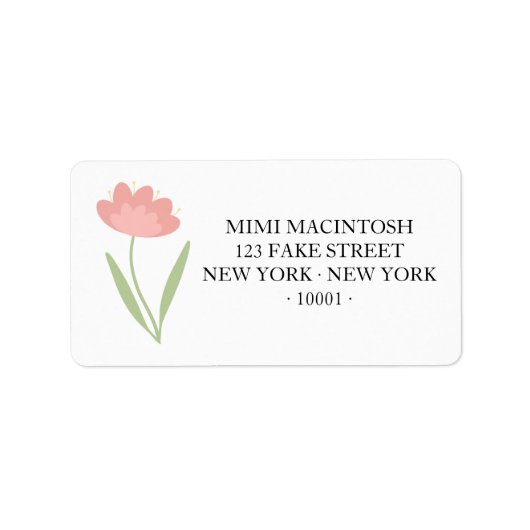 Roze Bloem Lente Zomer Adres Label (Voorkant)