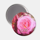 roze bloem, LIEFDE Magneet (Voorkant / Achterkant)