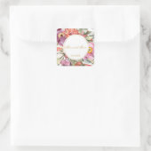 Roze bloem lijst PERSONALIZED Square Sticker (Tas)