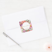 Roze bloem lijst PERSONALIZED Square Sticker (Envelop)