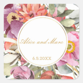 Roze bloem lijst PERSONALIZED Square Sticker