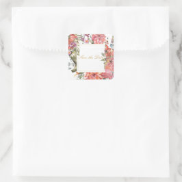 Roze bloem lijst PERSONALIZED Square Sticker