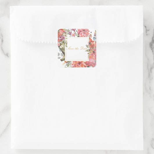Roze bloem lijst PERSONALIZED Square Sticker (Tas)