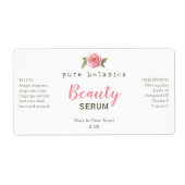 Roze bloem-Logo-vlakke serumlabels Etiket (Voorkant)