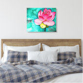 Roze bloem lotus fine art waterverf canvas afdruk (Insitu (Slaapkamer))
