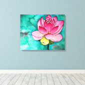 Roze bloem lotus fine art waterverf canvas afdruk (Insitu (Houten vloer))