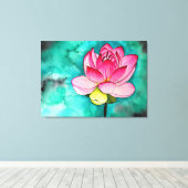 Roze bloem lotus fine art waterverf canvas afdruk (Insitu (Houten vloer))