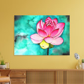 Roze bloem lotus fine art waterverf canvas afdruk (Insitu (Woonkamer))