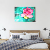 Roze bloem lotus fine art waterverf canvas afdruk (Insitu (Slaapkamer))