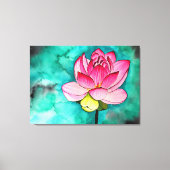 Roze bloem lotus fine art waterverf canvas afdruk (Voorkant)