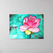 Roze bloem lotus fine art waterverf