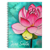Roze bloem lotus fine art waterverf notitieboek (Voorkant)