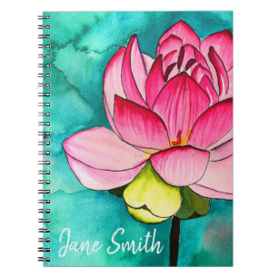 Roze bloem lotus fine art waterverf notitieboek