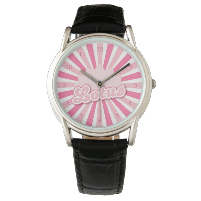 Roze bloem Lotus Horloge (Voorkant)
