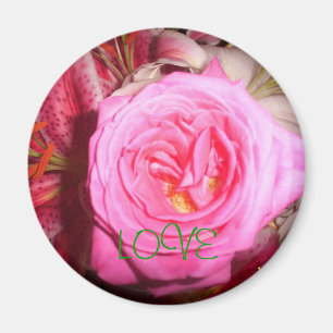 roze bloem, LOVE Magneet