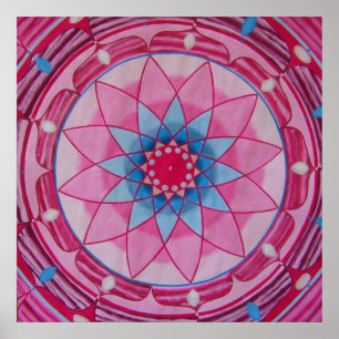 Roze bloem Mandala Poster