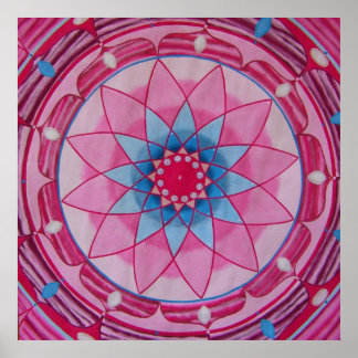 Roze bloem Mandala Poster