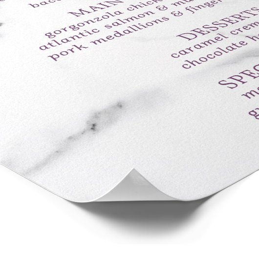 Roze Bloem Marmer Moederdag Menu Poster (Hoek)