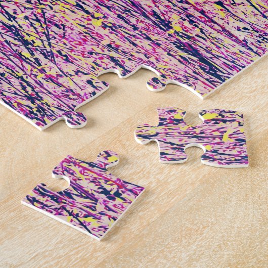 Roze Bloem Meadow Art Puzzel (Zijkant)